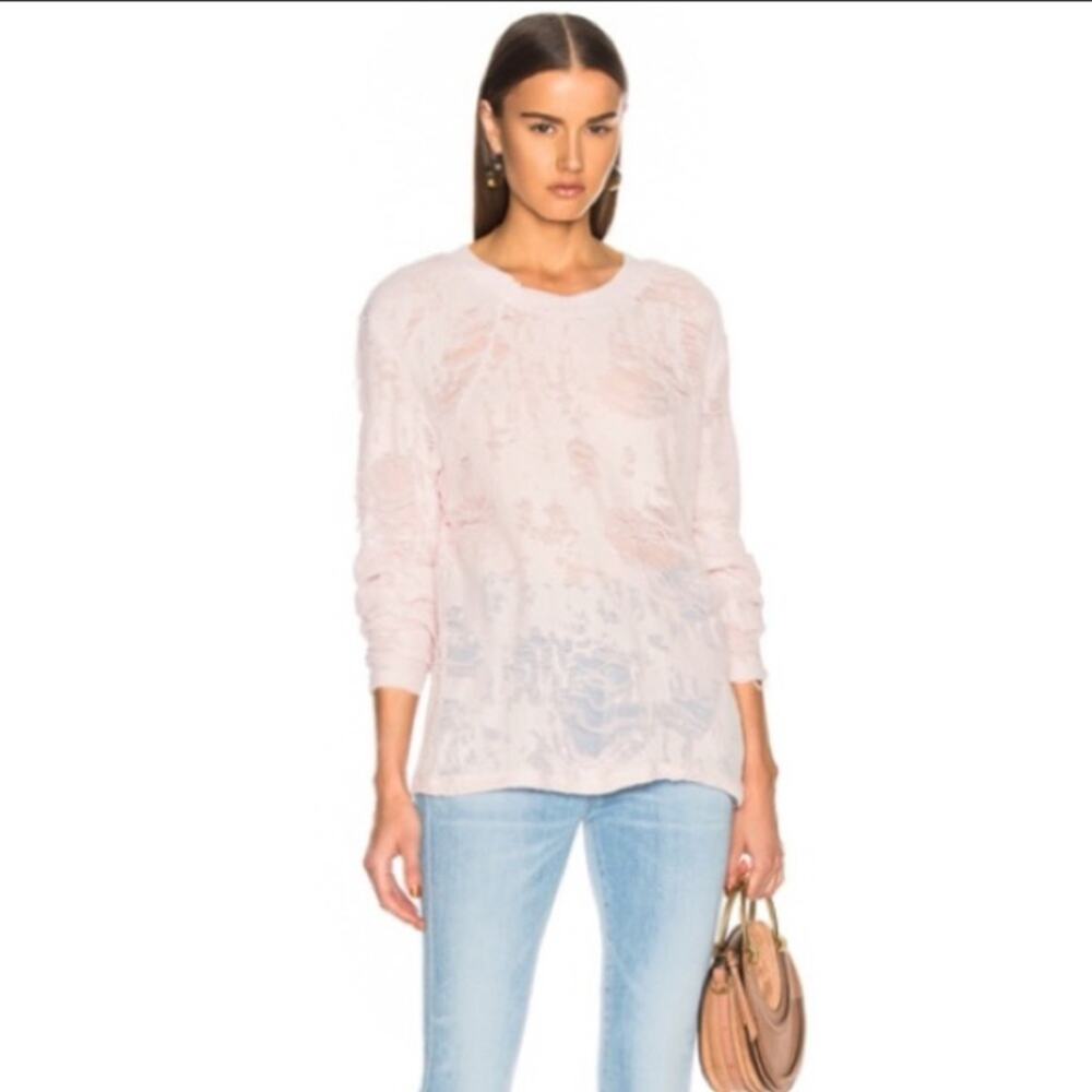 IRO‎ Jeans Anile destroyed sweatshirt sweater sz XS pink